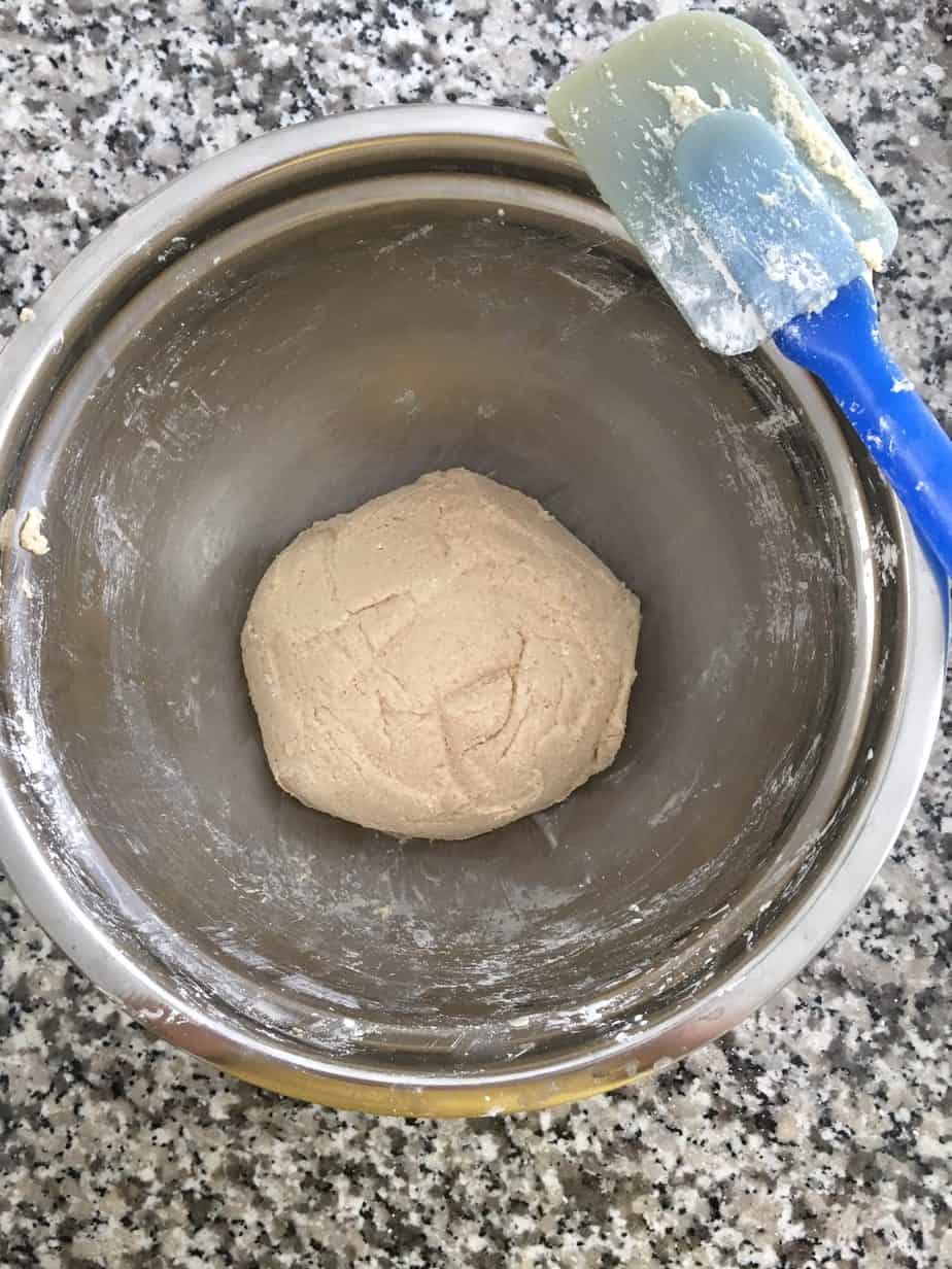 ball of dough for protein crackers in large bowl
