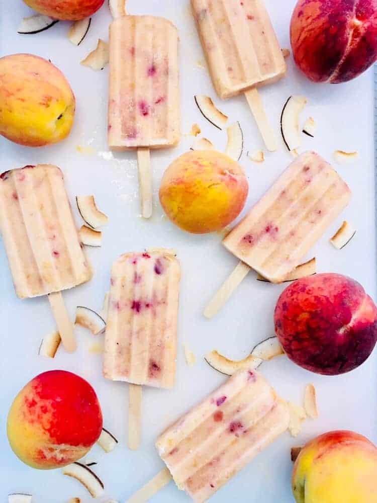 easy coconut peach popsicles