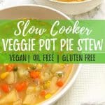 Vegetable Pot Pie Stew PIN with text overlay.