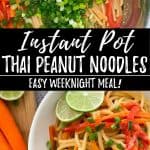 Thai peanut noodles PIN with text overlay.