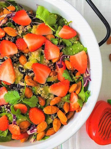 Strawberry Spinach Salad in serving bowl