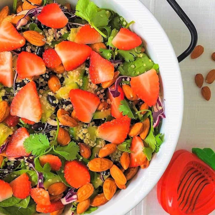 Strawberry Spinach Salad in serving bowl