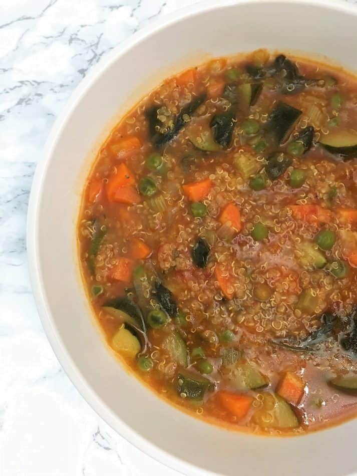 Instant Pot Vegetable Quinoa Soup close up of bowl