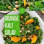 orange kale salad PIN with text overlay.