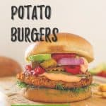 Sweet potato burgers PIN with text overlay.