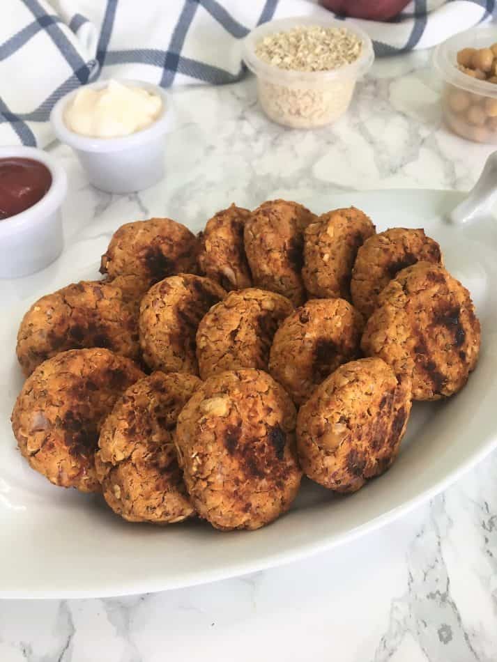 chickpea nuggets in serving dish
