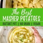 Instant Pot mashed potatoes PIN with text overlay.