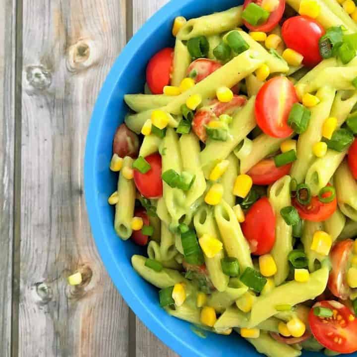 avocado vegan pasta salad