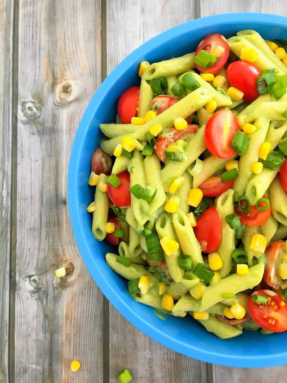 avocado vegan pasta salad