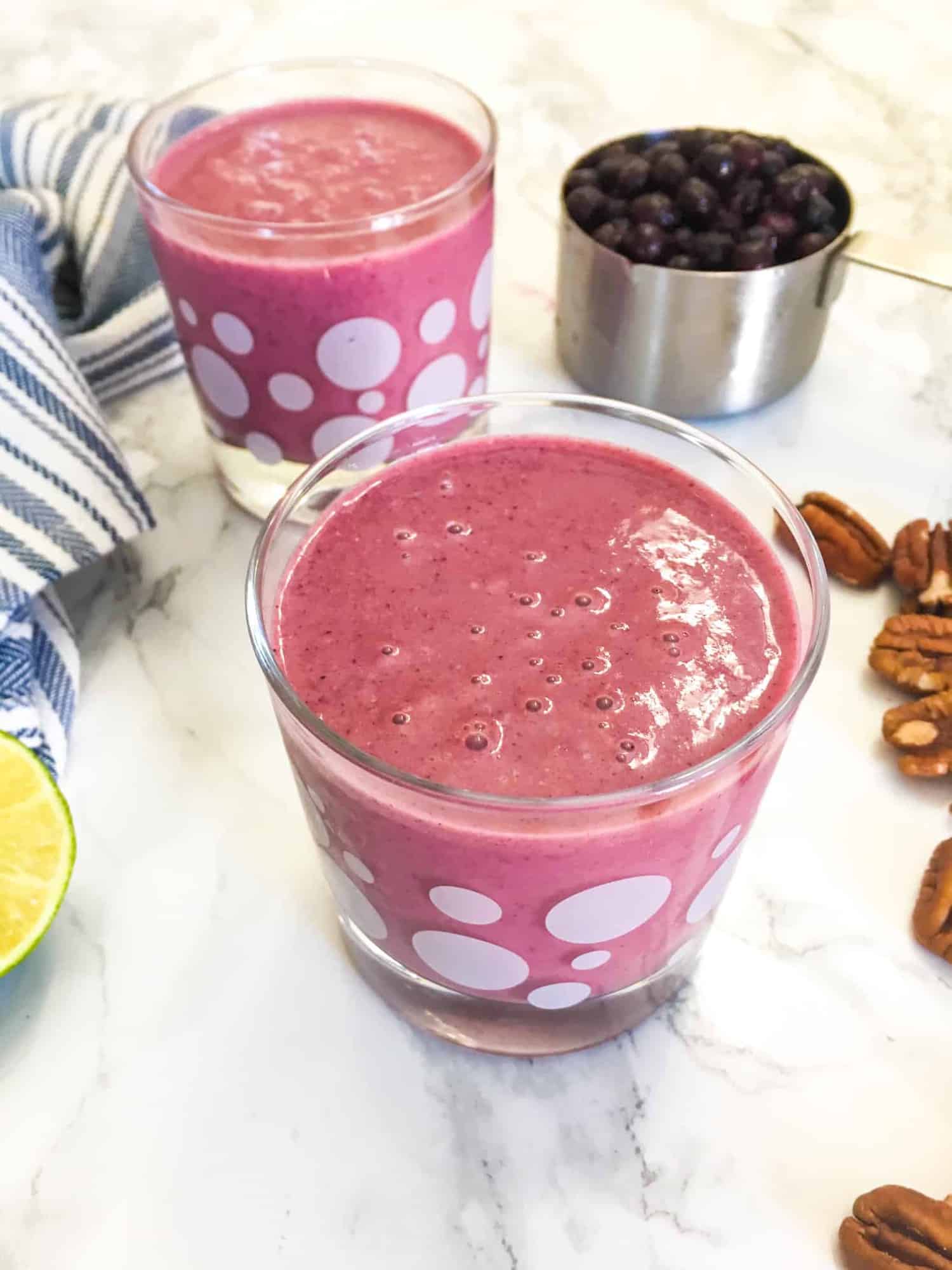 pink smoothie in glass