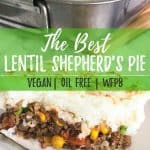 Pinterest image of shepherd's pie with text overlay.