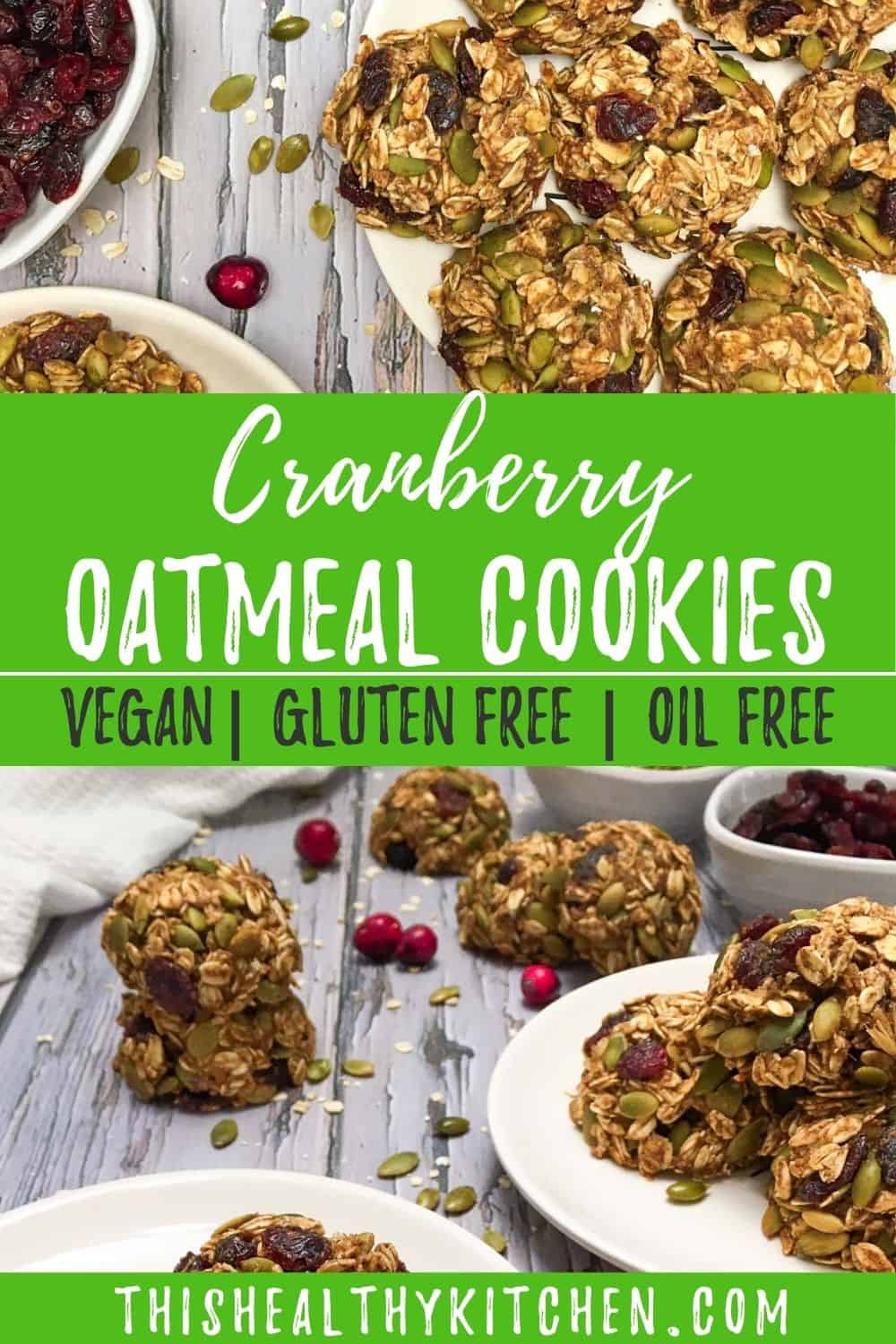 Vegan Cranberry Oatmeal Cookies [Oil Free] This Healthy Kitchen