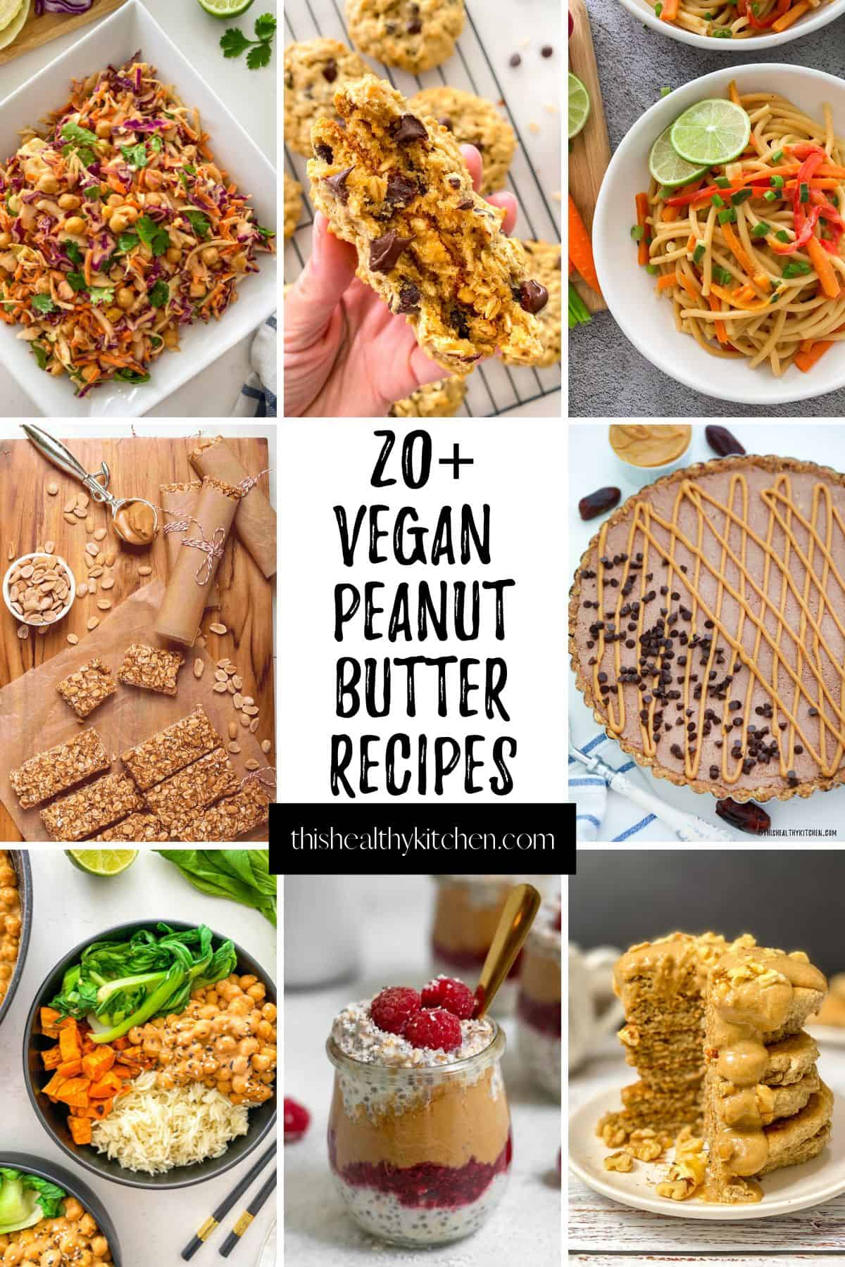 Collage of vegan peanut butter recipes.