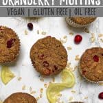 vegan cranberry muffins PIN with text overlay.