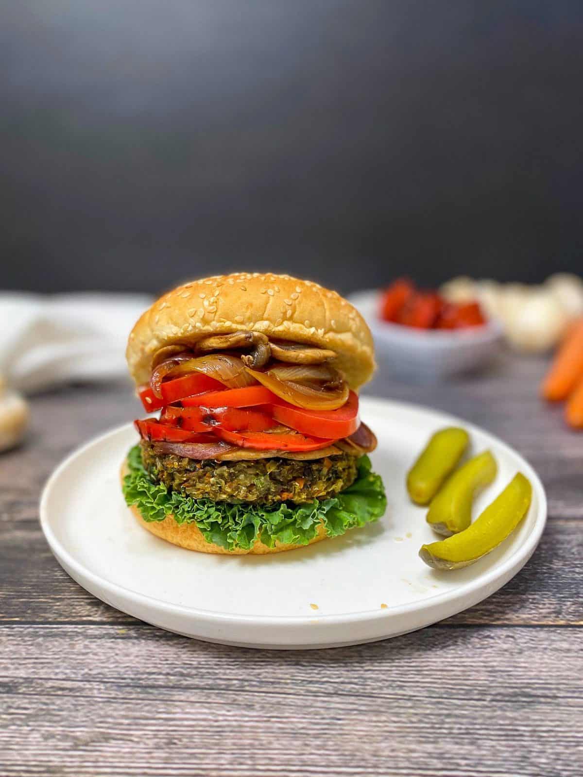 Mushroom Risotto Burger [Oil Free] This Healthy Kitchen