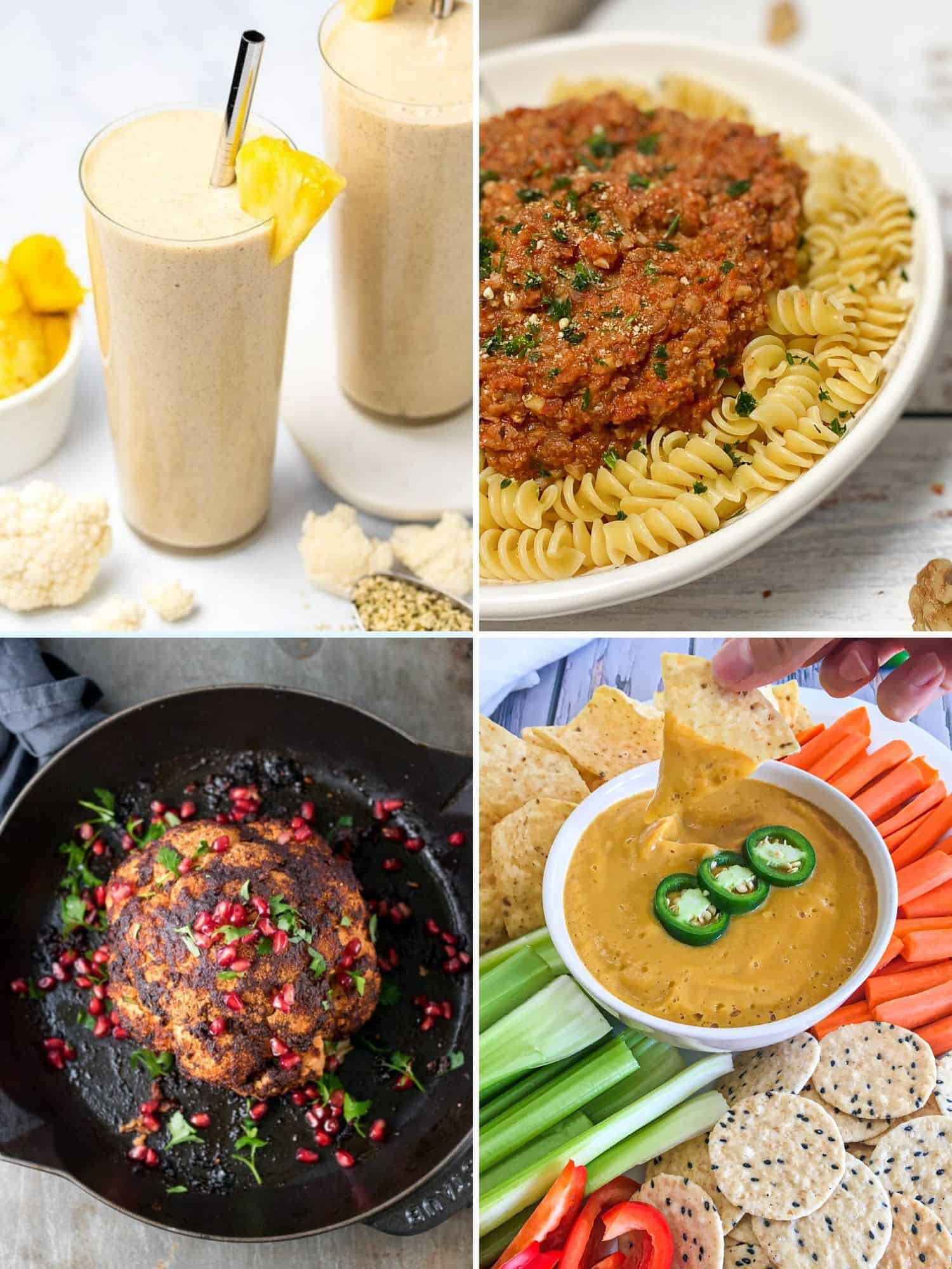 collage of vegan cauliflower recipes