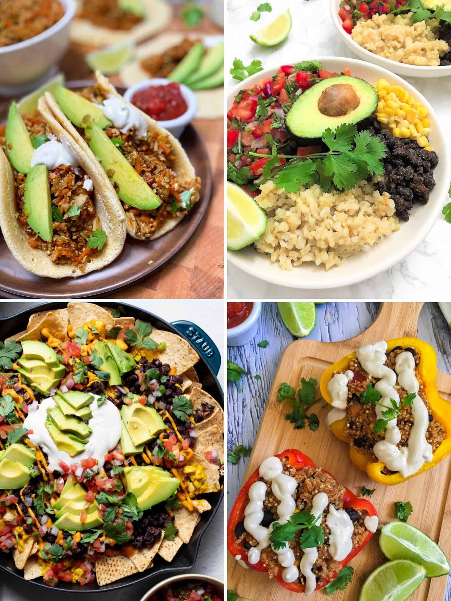 collage of vegan mexican recipes