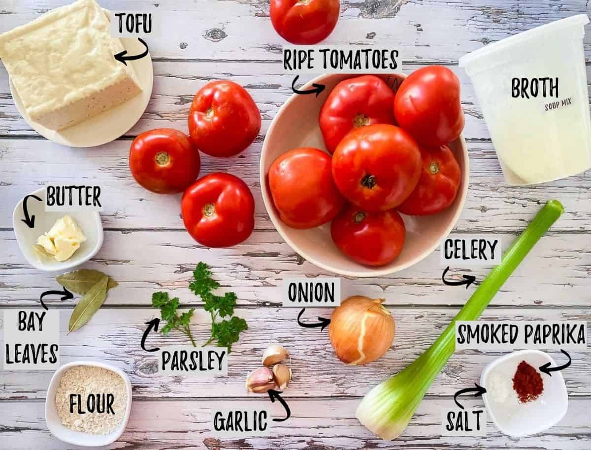 ingredients to make vegan tomato bisque