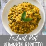 pinnable image featuring plate of risotto with text overlay