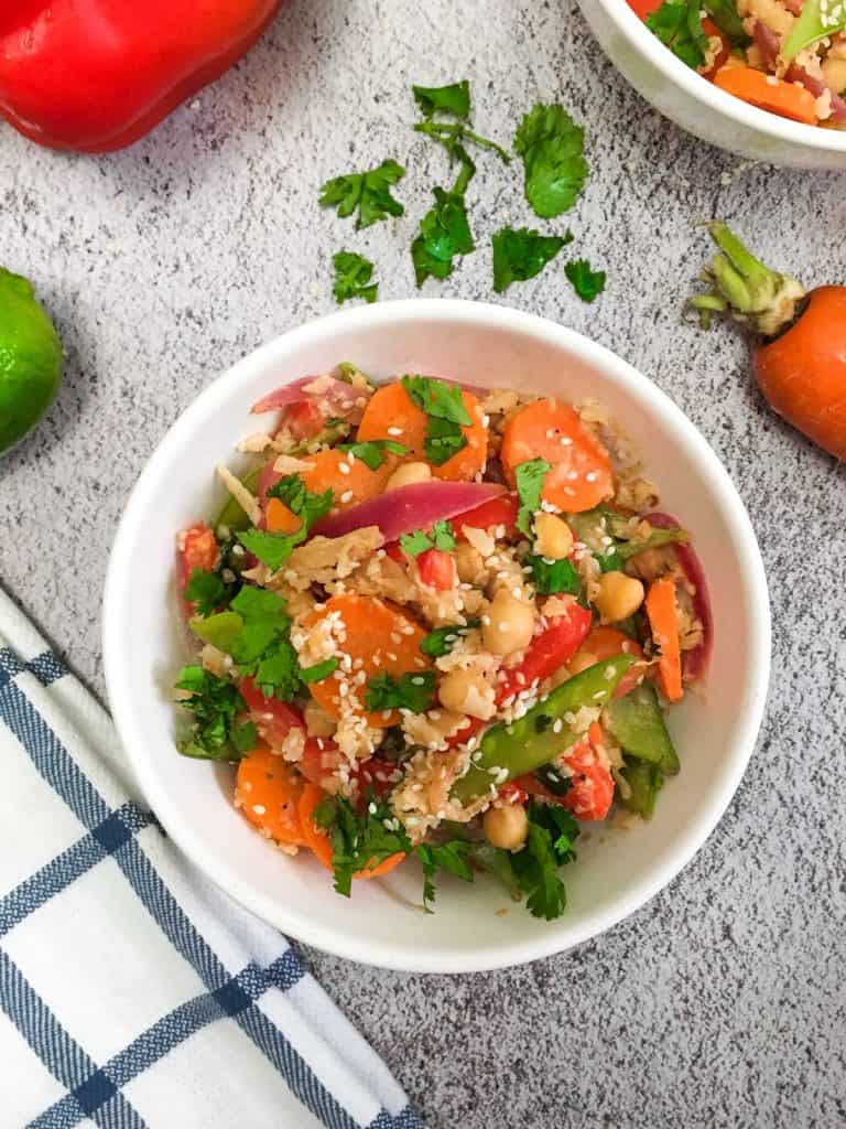 Asian Cauliflower Rice Stir Fry w/ Peanut Sauce This Healthy Kitchen