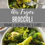 air fryer broccoli PIN with text overlay.