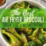 air fryer broccoli PIN with text overlay.