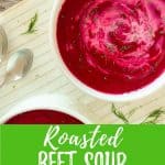 beet soup PIN with text overlay.