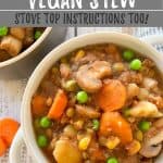 Instant Pot vegan stew PIN with text overlay.