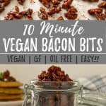 Vegan bacon bits PIN with text overlay.
