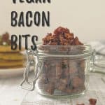 Vegan bacon bits PIN with text overlay.
