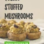 vegan stuffed mushrooms PIN with text overlay.