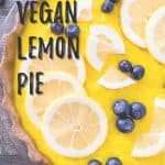 vegan lemon pie PIN with text overlay.