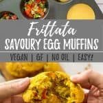 vegan frittata muffins PIN with text overlay.