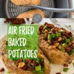 air fryer baked potato PIN with text overlay.
