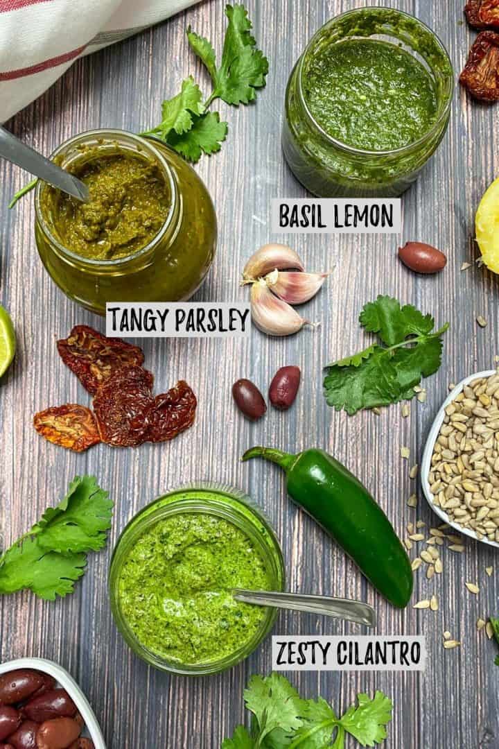 Oil Free Pesto Three Ways! [Nut Free Too!] This Healthy Kitchen