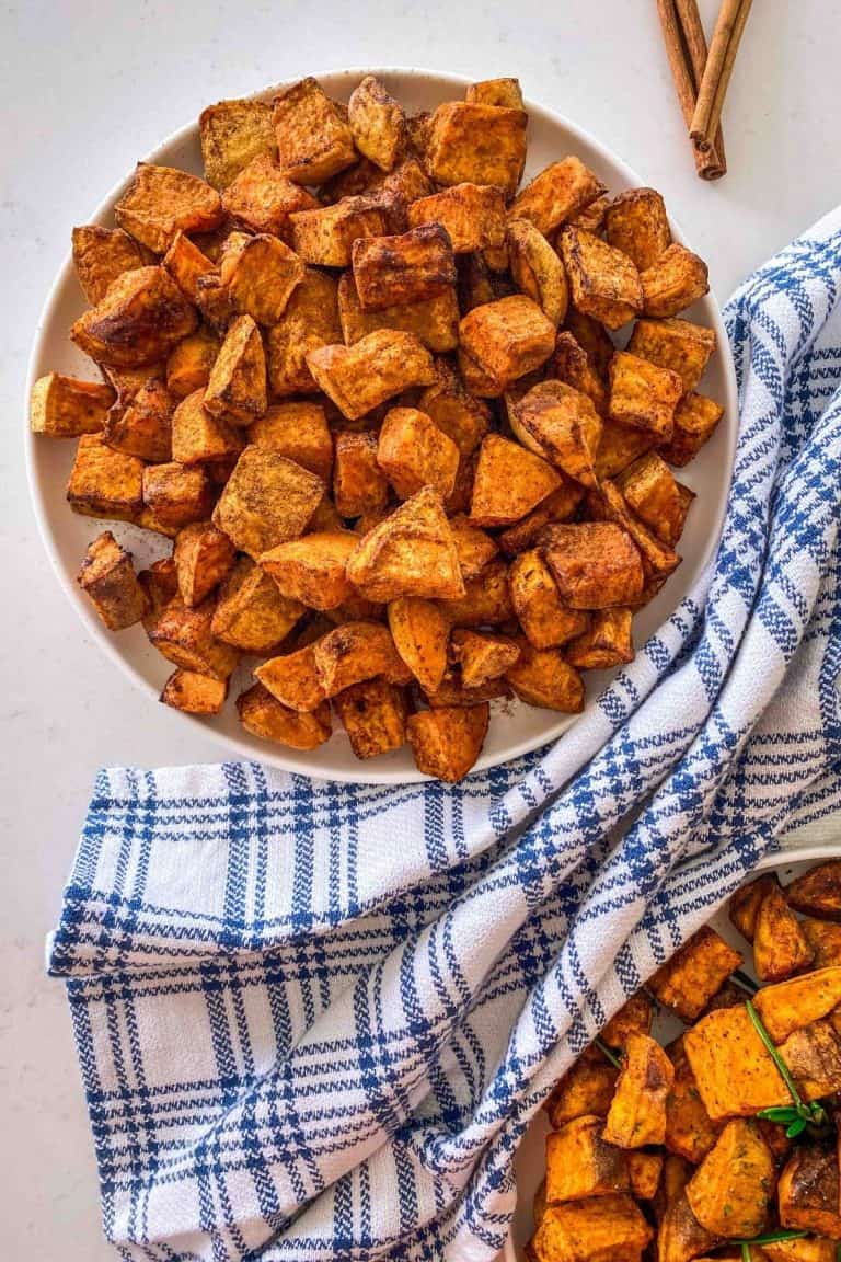 Air Fryer Sweet Potato Cubes [Two Ways] This Healthy Kitchen