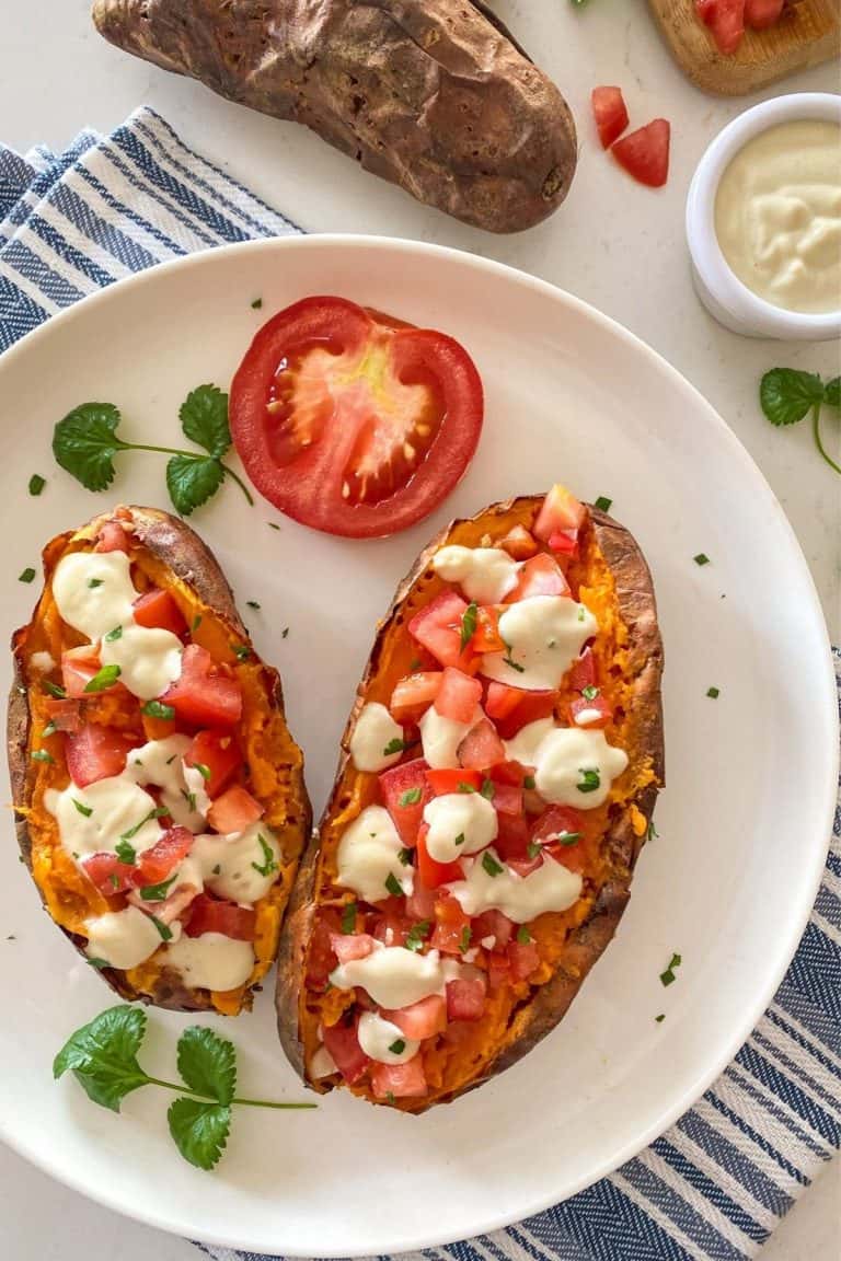 Air Fryer Baked Sweet Potato [Oil Free Option] This Healthy Kitchen