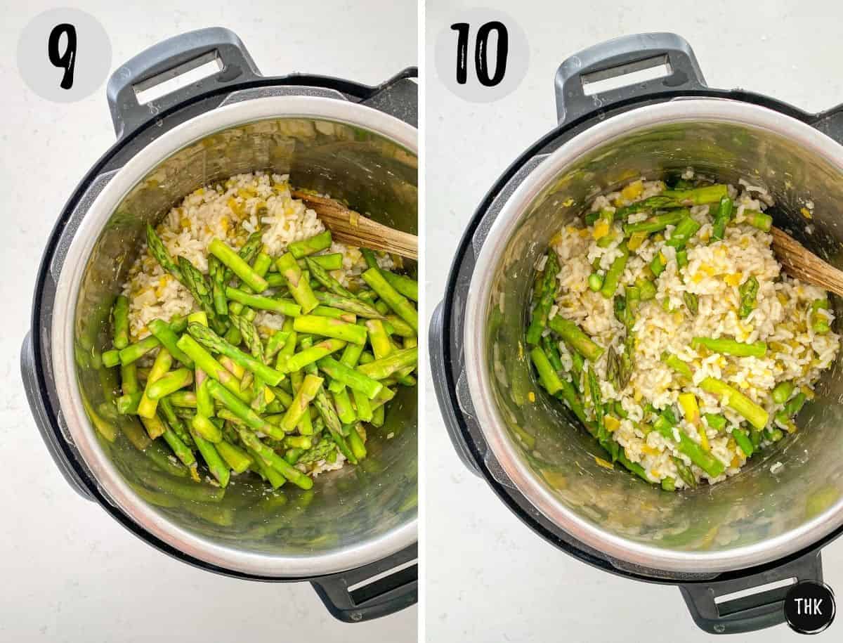 Rice and veggies inside Instant Pot.