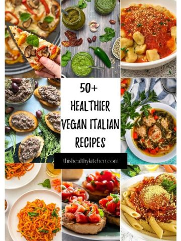 Collage of vegan italian dishes