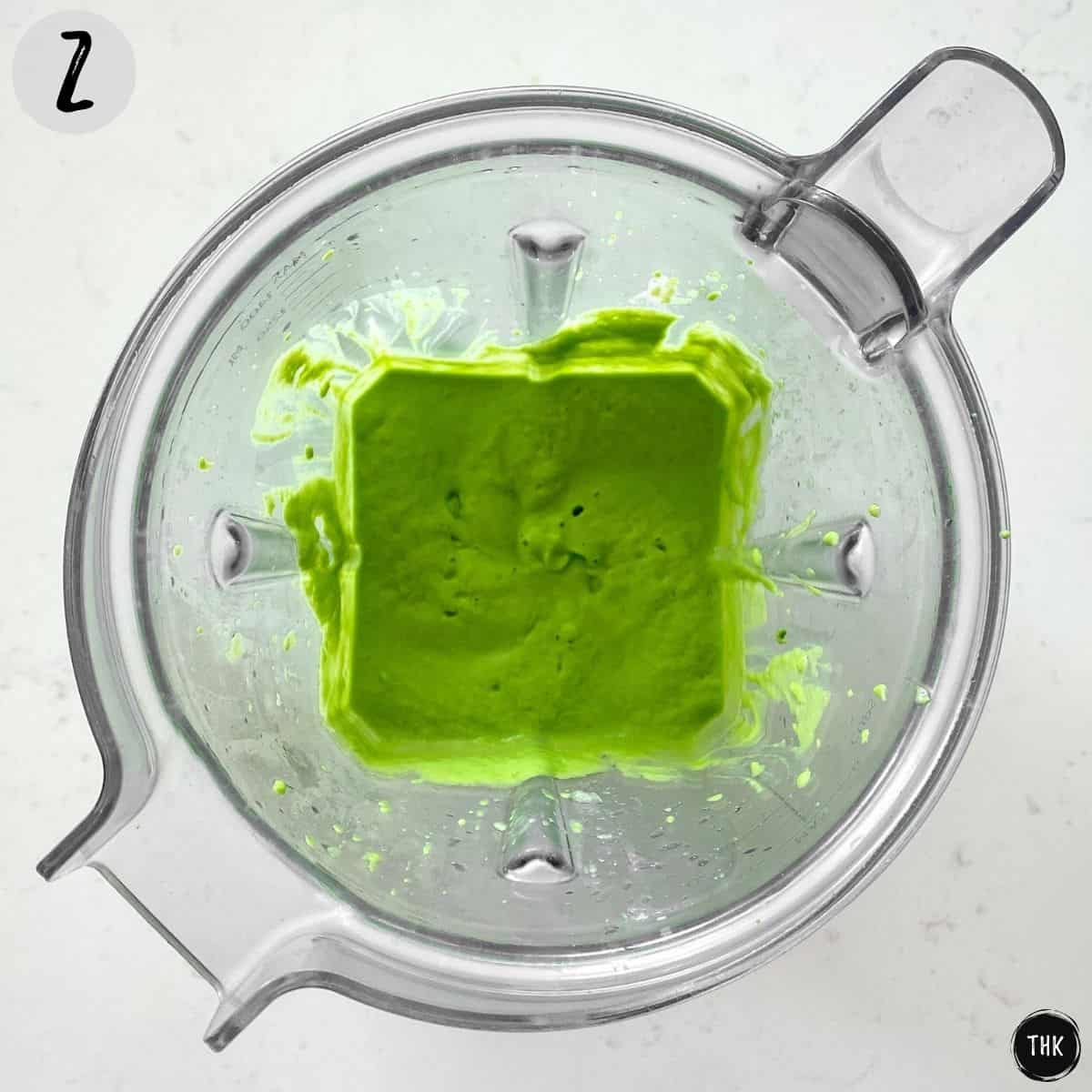 Green spread inside blender.
