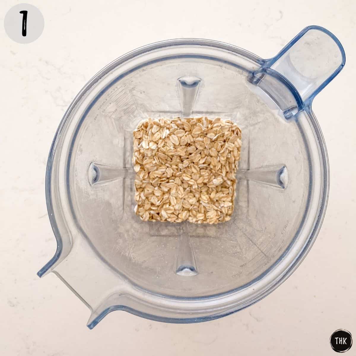 Rolled oats inside blender.