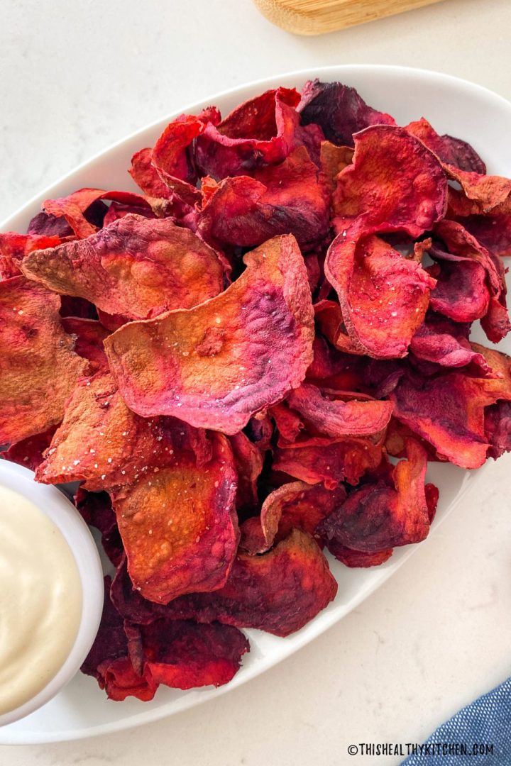 Air Fryer Beet Chips [Oil Free] This Healthy Kitchen