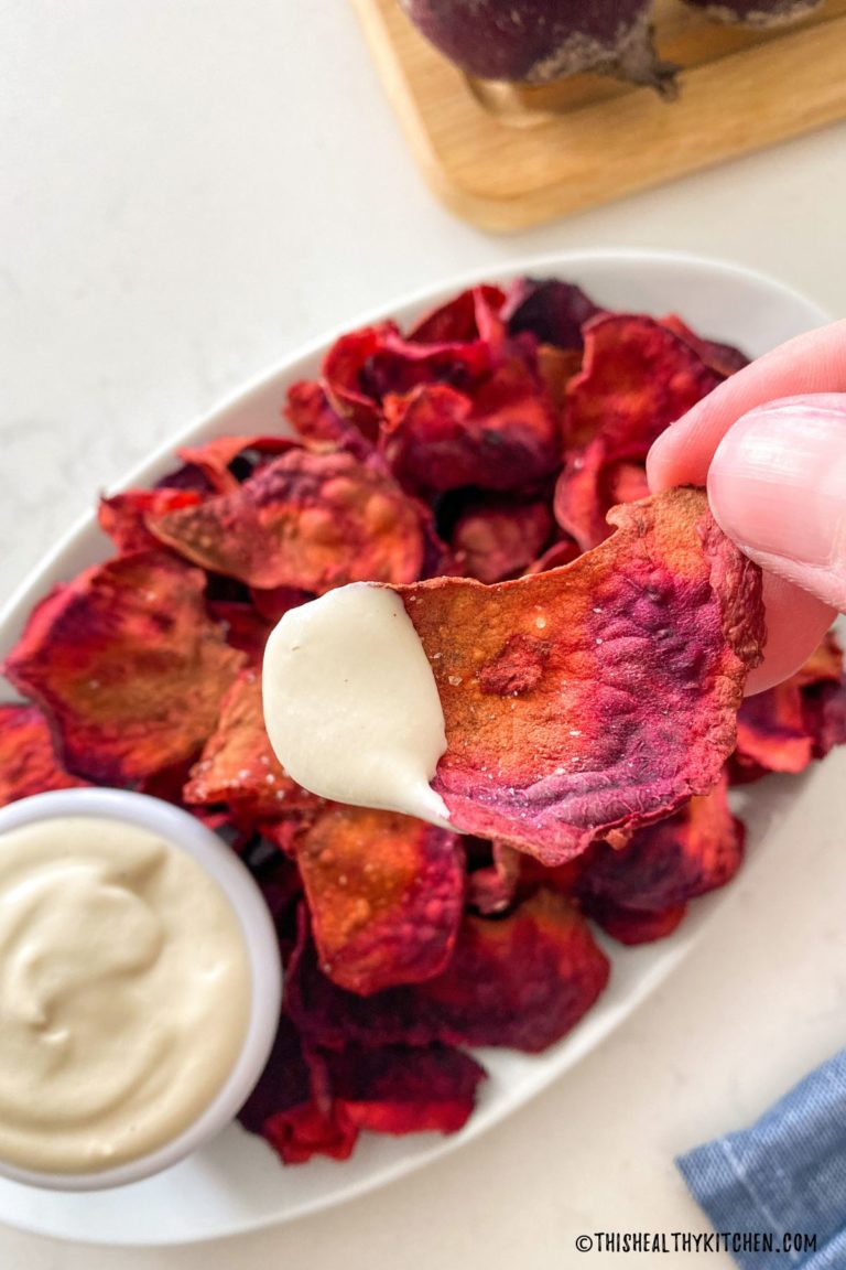 Air Fryer Beet Chips [Oil Free] This Healthy Kitchen