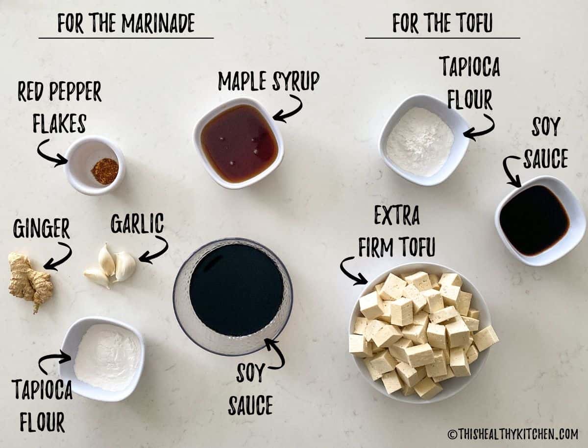 Ingredients needed to make mongolian tofu.