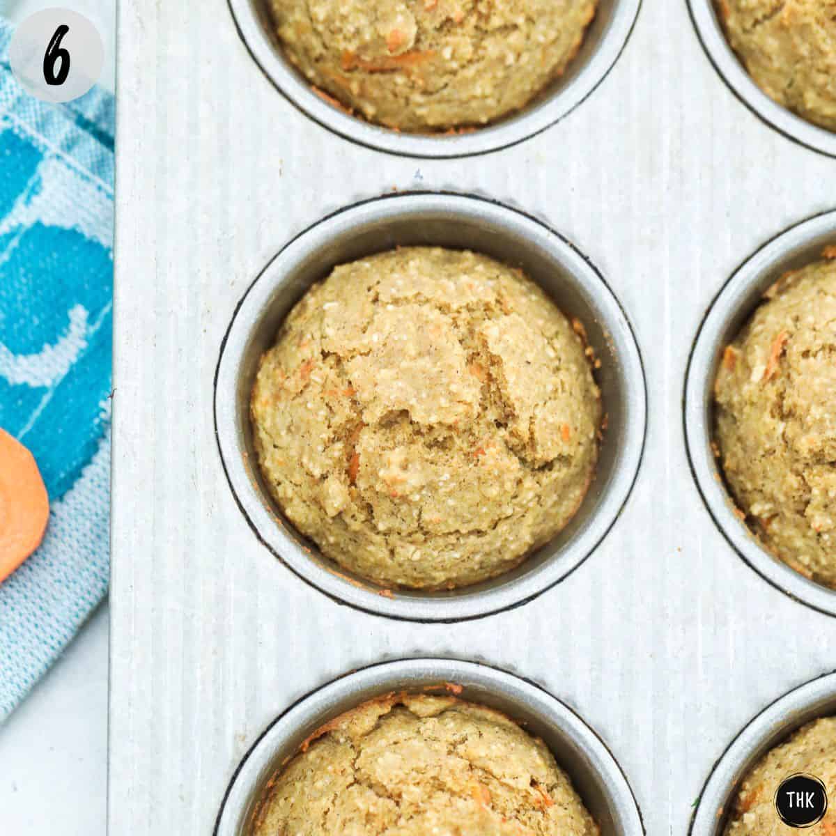 Baked muffins inside muffin tin.