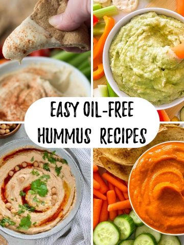 Collage of 4 hummus recipes.