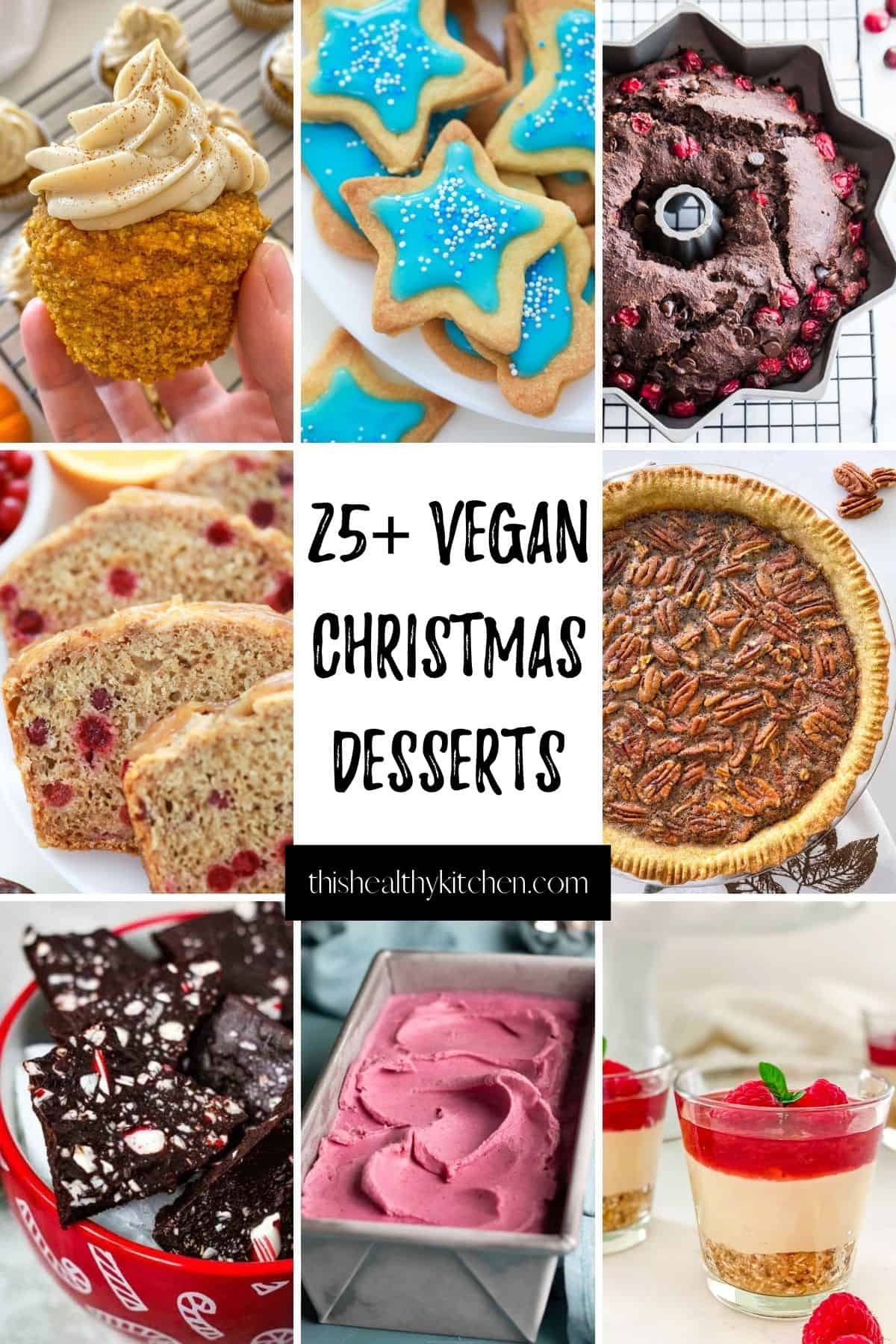 Collage of 8 Christmas desserts.