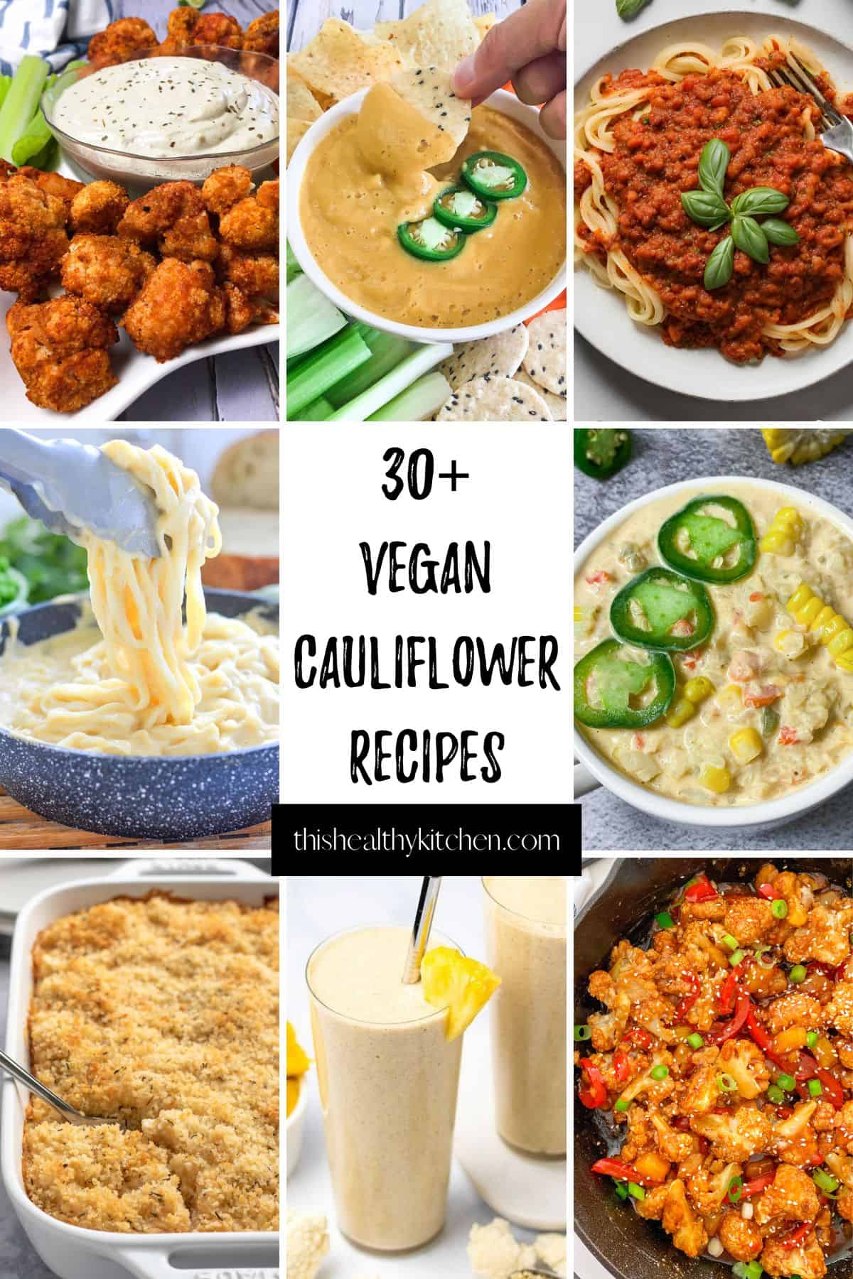 Collage of vegan cauliflower recipes.