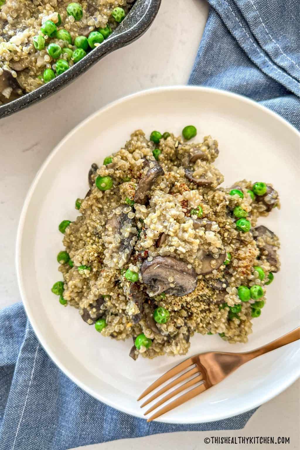 Peas + Mushroom Quinotto This Healthy Kitchen