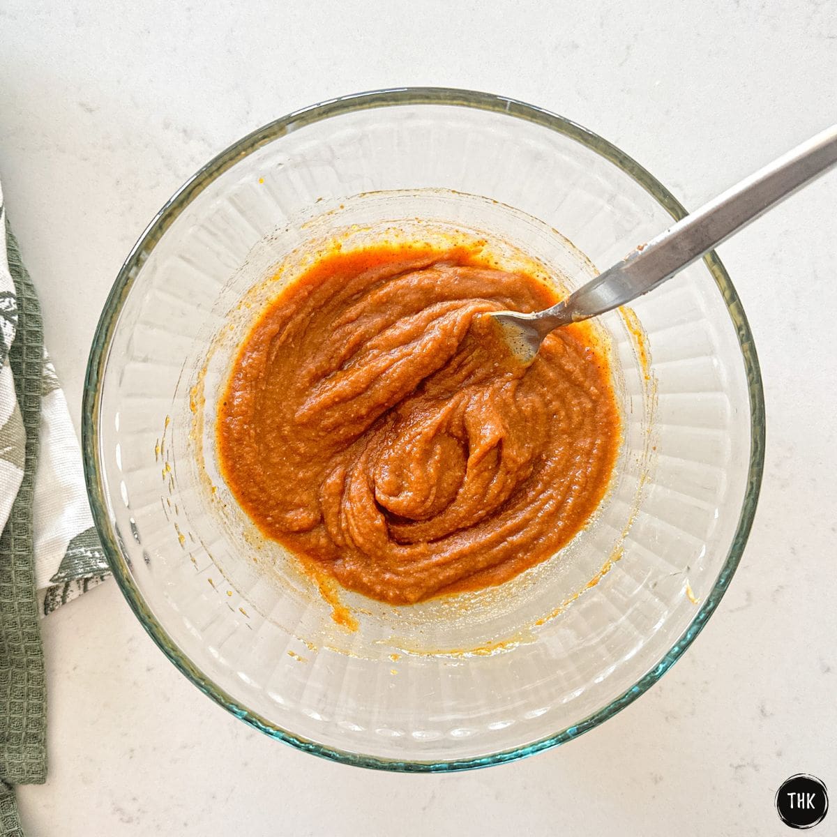 Pumpkin mixture inside glass bowl.